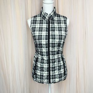 Relativity black and white plaid zip up vest